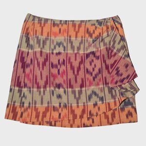 Ralph Lauren Linen Cotton Geo Aztec Plus-Size Wrap Skirt Western Retro NWT